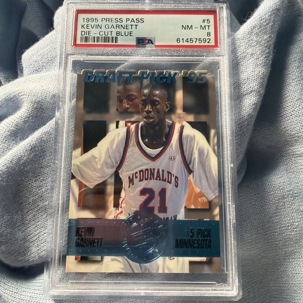 1995 Press Pass - Kevin Garnett #5 Die-Cut Blue (RC) 8 NM